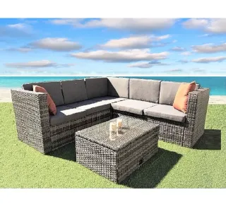Sofa rinconera + mesa cafe para exterior
