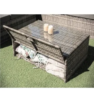 Sofa rinconera para exterior en ratan gris