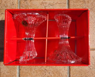 Coppia di portacandele in cristallo, made in Italy