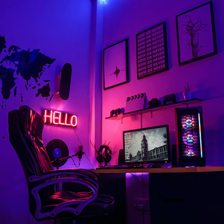 Scrivania Gaming, Tavolo Pc, Nero Rosso, Moderna, 