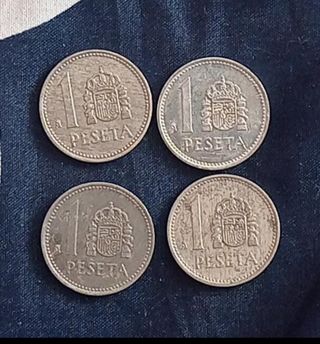 Lotto da 4 Monete 1 Peseta anni '80 Spagna