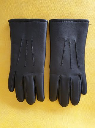 Guantes negros piel, Talla 7