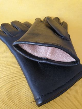 Guantes negros piel, Talla 7