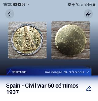 Moneda 50 céntimos de España 1937
