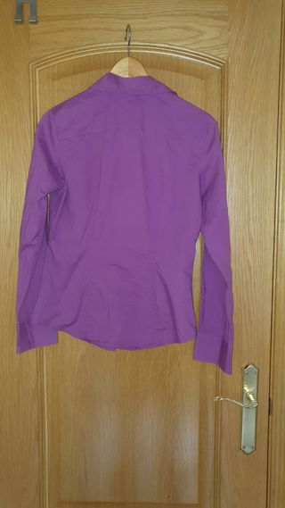 Camisa lila morada Benetton slim fit