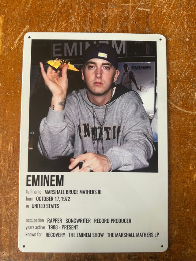 Eminem - Poster Targa Insegna in alluminio