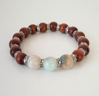 Bracciale legno e amazzonite 