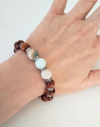 Bracciale legno e amazzonite 