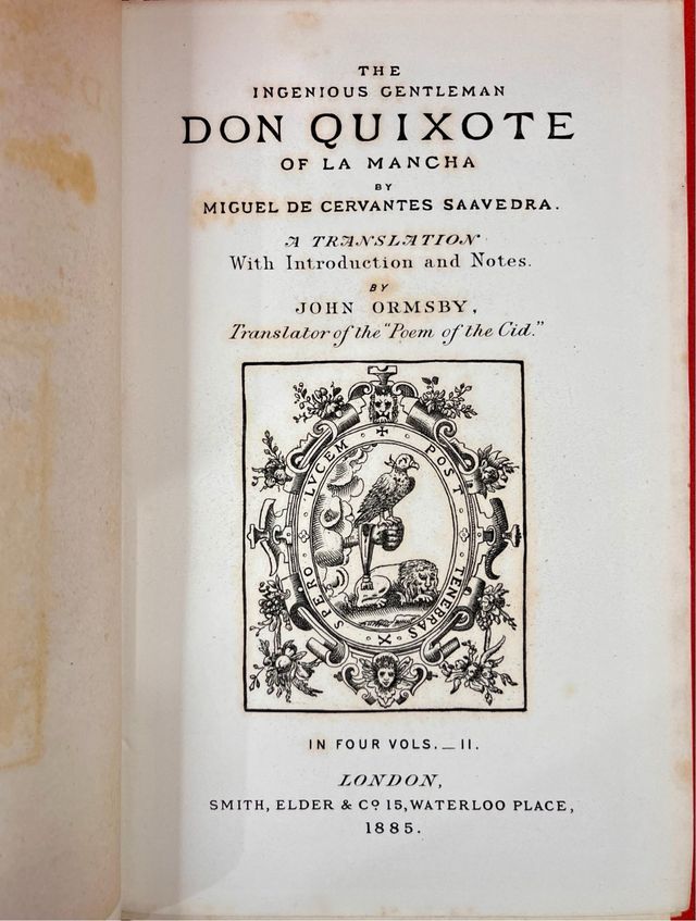 Primera edición del Quijote Trad. Ormsby de 1885