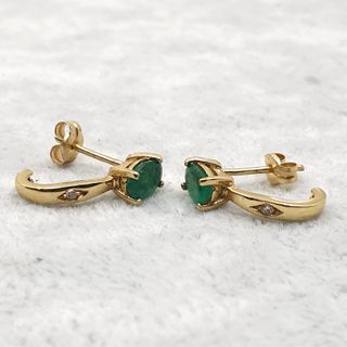 PENDIENTES ORO 18K ESMERALDAS BRILLANTES