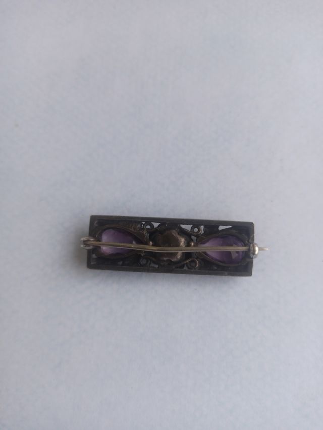 Spilla antica in argento e ametista