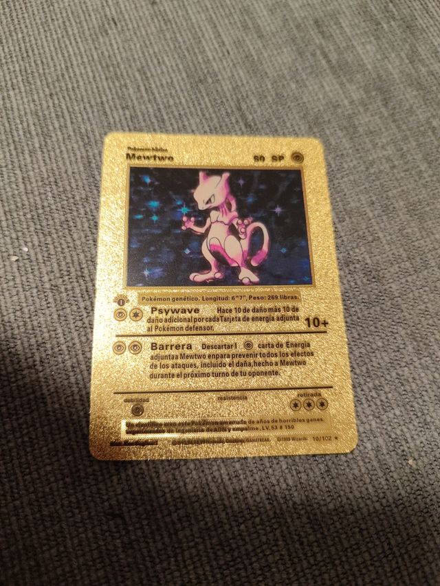 Carta pokemon Mewtwo dorada 1 edición
