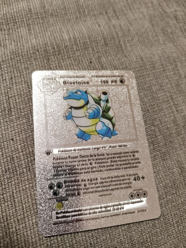 Carta pokemon Blastoise plateada1edicion