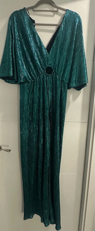 Mono Zara plisado palazo azul