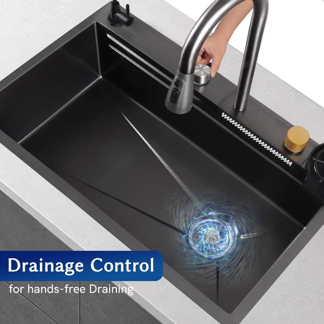 FREGADERO ACERO INOX NEGRO KIT 11 Piezas NUEVOS