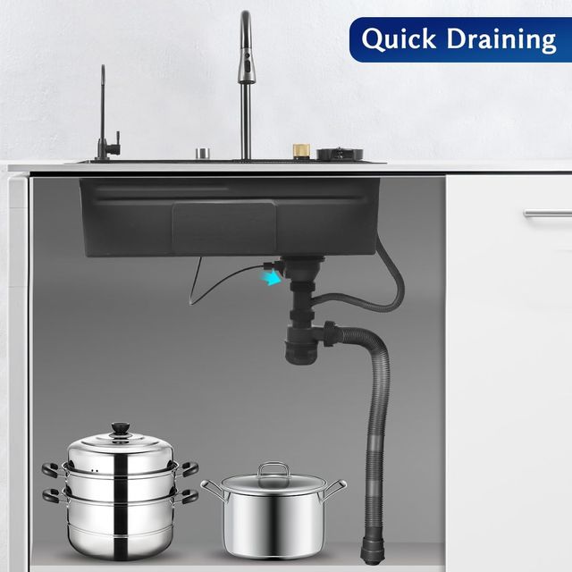 FREGADERO ACERO INOX NEGRO KIT 11 Piezas NUEVOS