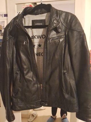 Cazadora mujer de cuero auténtico negra