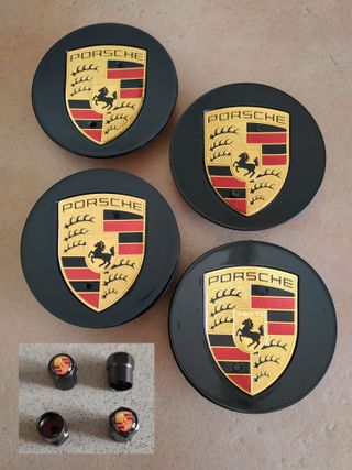 Coprimozzi neri PORSCHE Cayenne + tappi valvole