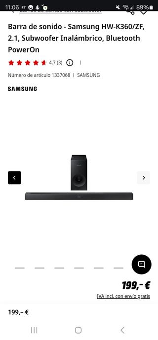 Barra de sonido Samsung.