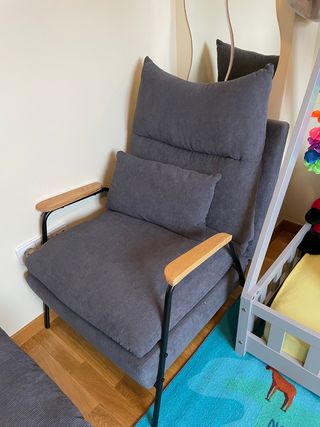 Sillón Cama con Reposapiés Reclinable gris/azul