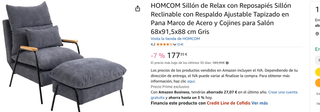 Sillón Cama con Reposapiés Reclinable gris/azul