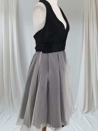 Vestido fiesta negro y blanco seda S