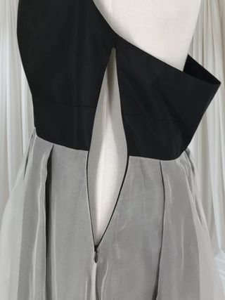 Vestido fiesta negro y blanco seda S