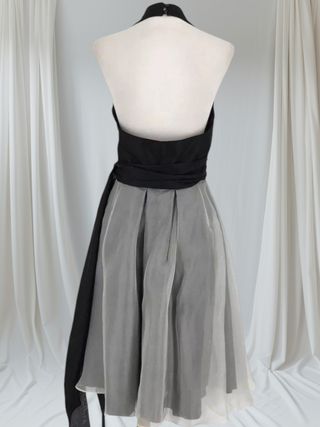 Vestido fiesta negro y blanco seda S
