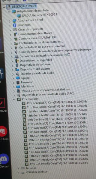 Torre i9 11900k rtx 3080ti 12gb 32gb 3tb