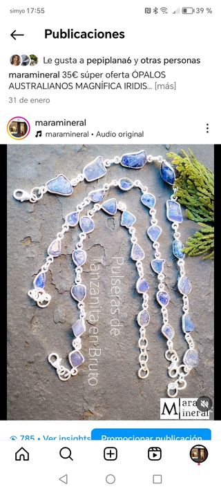 Pulsera de Tanzanita, plata de ley