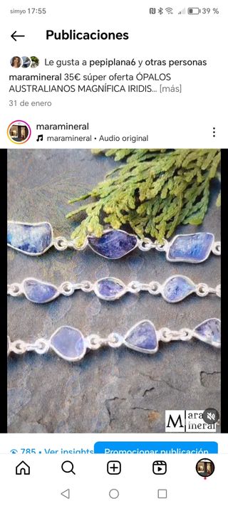 Pulsera de Tanzanita, plata de ley