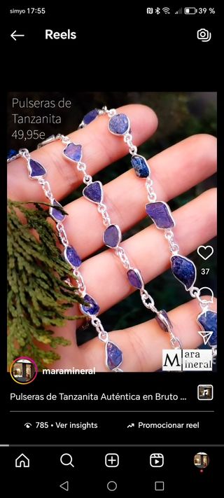 Pulsera de Tanzanita, plata de ley