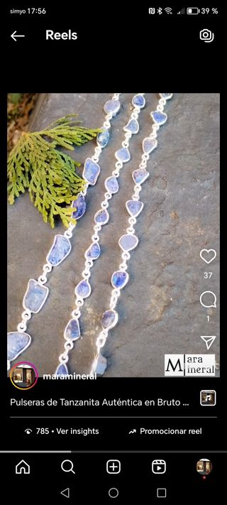 Pulsera de Tanzanita, plata de ley