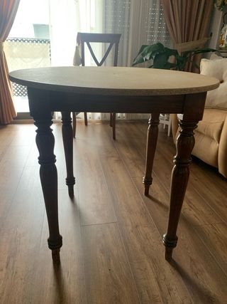 Mesa de camilla, cristal, ropa