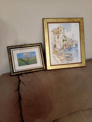 2 quadri , acquerello e olio