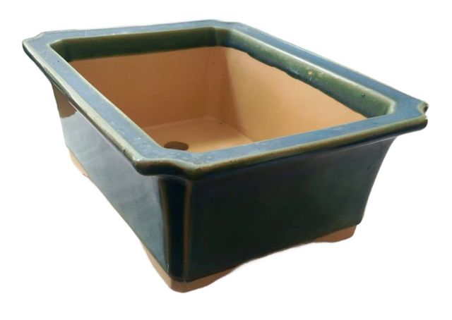Bonsai-Maceta Semihonda Japonesa Esmalte Verde