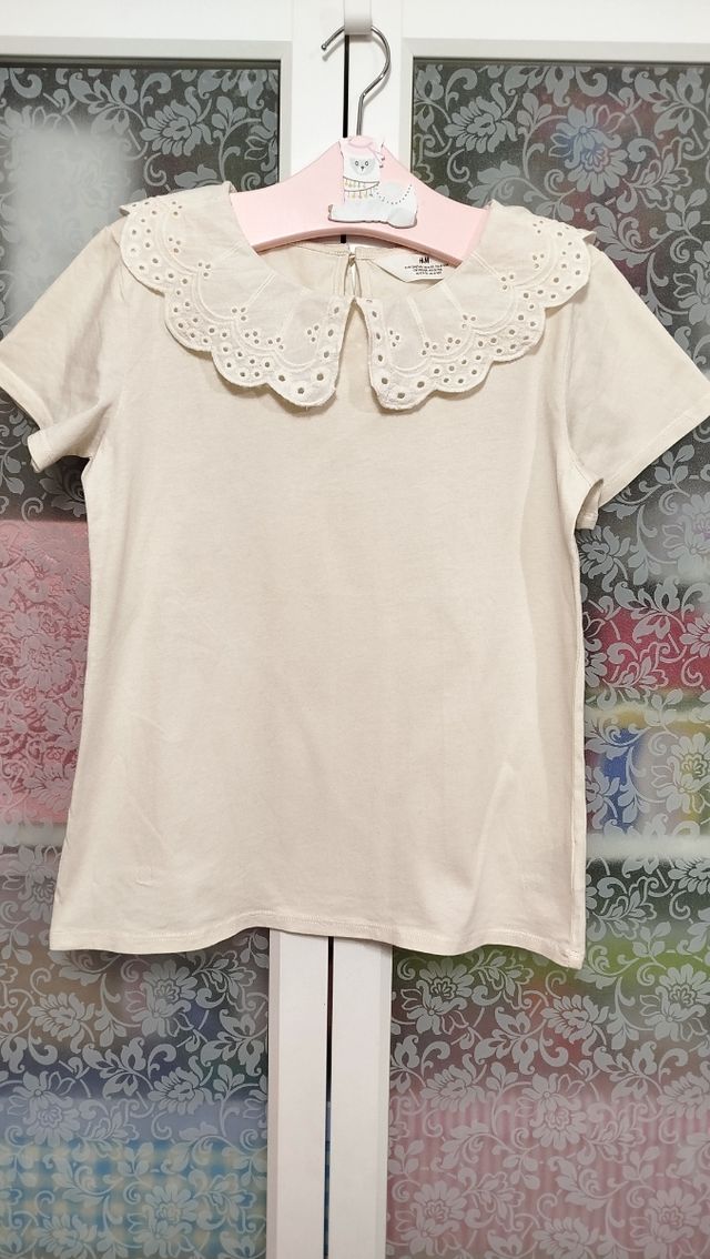 Camiseta niña cuello bordado hym 8-10 añ