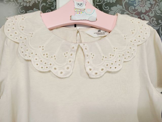 Camiseta niña cuello bordado hym 8-10 añ