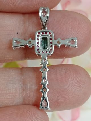 Cruz colgante circonitas multicolor plat