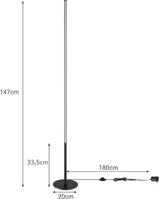 Lampara de Pie LED Regulable 3000k 147cm negra