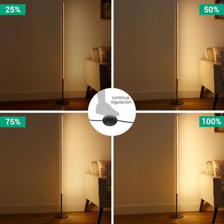 Lampara de Pie LED Regulable 3000k 147cm negra