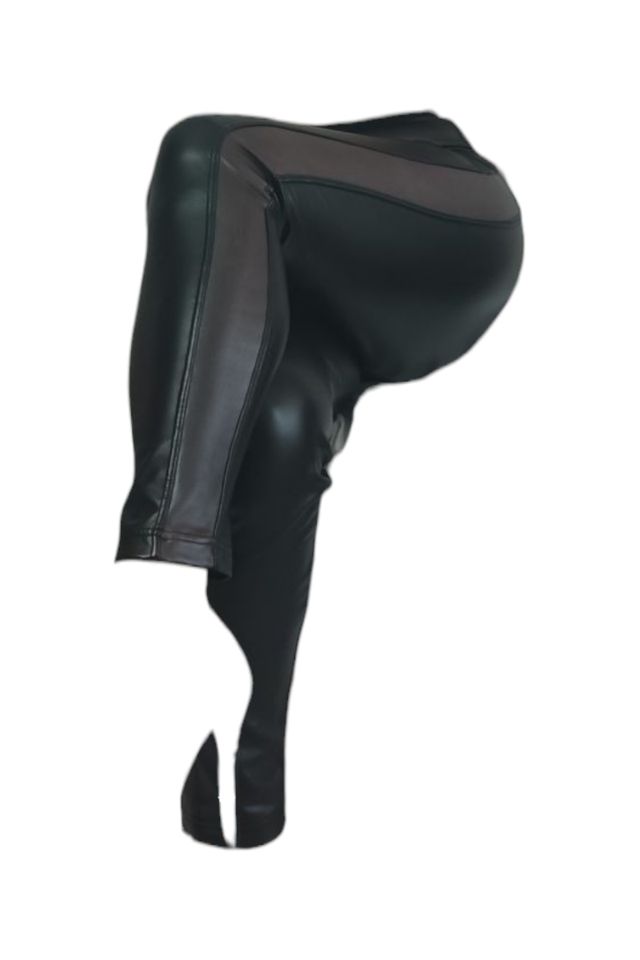 Leggings Jadea in ecopelle con banda laterale