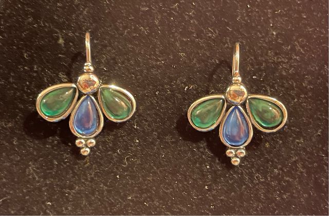 Pendientes pétalos azul y verde