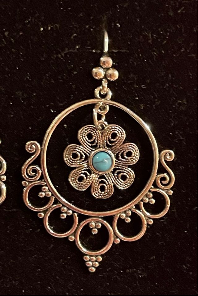 Pendientes bohemios círculos con flor
