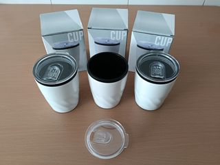Lote vaso 10 tazas termo blanco