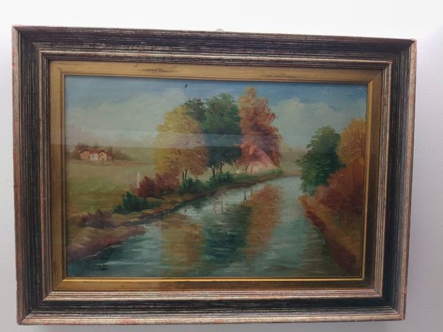 Tela ad olio paesaggio P.Rocchi