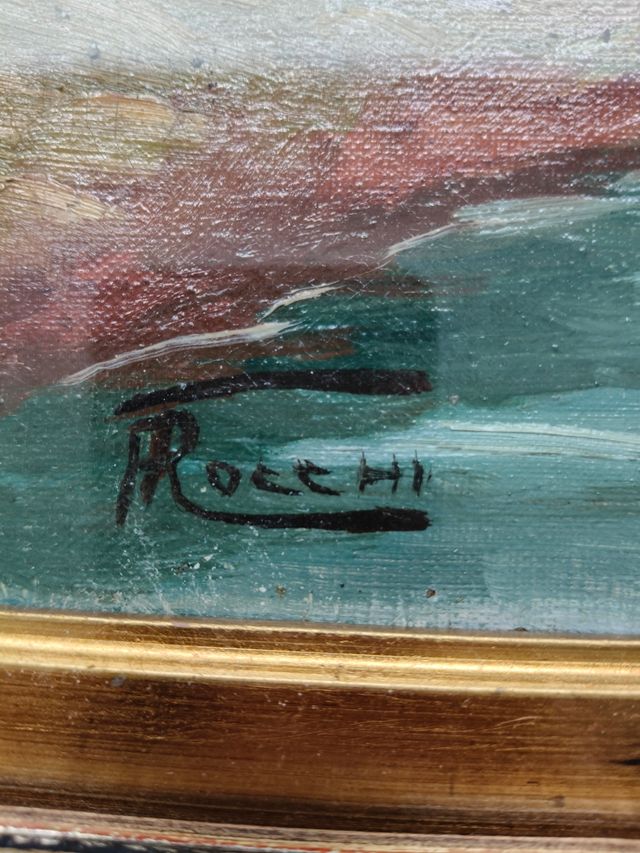 Tela ad olio paesaggio P.Rocchi