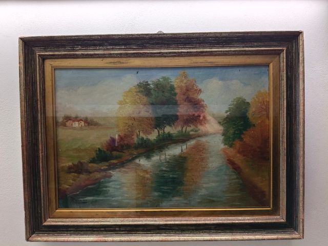 Tela ad olio paesaggio P.Rocchi