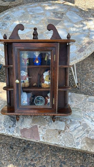 Elegante vitrina de madera con puerta de cristal 