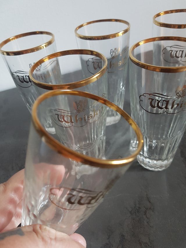 n°6 bicchieri Vintage bordo oro zecchinor Whisky